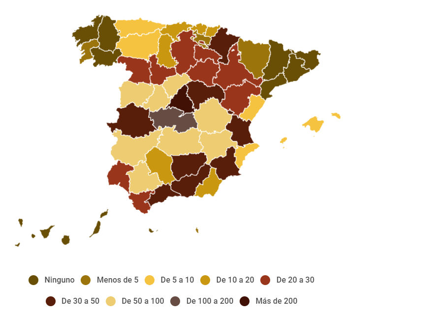 Nombre de corridas par régions - Source : Ministère de l'Education, de la Culture et des Sports